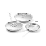 Juego de sartenes de acero inoxidable All Clad D3 4108106126AZ 5 piezas con sartenes de 8 10 y 12 pulgadas con tapa apto