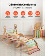 VEVOR Pikler - Juego de triángulos 9 en 1, juguetes de escalada para niños pequeños, con 2 autos de madera, cojín, trián