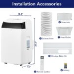 Aire acondicionado portatil GarveeHome 14000 BTU 3 en 1 enfriador ventilador y deshumidificador con control remoto para