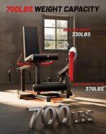 Máquina de extensión y rizos de piernas, banco de empuje de cadera y flexión de piernas resistente de 700 libras, banco