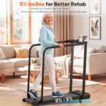 Caminadora Compacta FUNMILY con Pasamanos Largos Inclinacion Control Remoto y Pantalla LED para Adultos Mayores