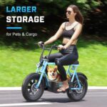 Caroma Peak - Patinete eléctrico de 1200 W con asiento, motocicleta eléctrica de 16 pulgadas con neumáticos gruesos, ran
