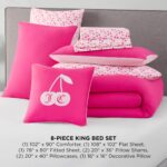 Juego de ropa de cama en bolsa Juicy Couture YMF Carpets Inc. AO010202 reversible 8 piezas King rosa intenso rosa claro