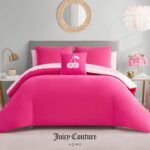 Juego de ropa de cama en bolsa Juicy Couture YMF Carpets Inc. AO010202 reversible 8 piezas King rosa intenso rosa claro