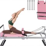 Pink Pilates Reformer | Máquina reformadora de pilates plegable para el hogar con resistencia | Cama de pilates para tod