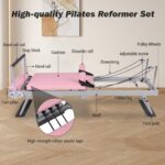 Pink Pilates Reformer | Máquina reformadora de pilates plegable para el hogar con resistencia | Cama de pilates para tod