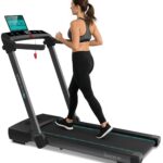 Cinta de correr plegable SereneLife SLFOLD30.9 2.5 HP motor 0.6 a 8.7 MPH absorción de golpes con asas Bluetooth control