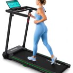 Caminadora plegable SereneLife SLFOLD10.6 motor 2.5 HP 12 programas pantalla LED soporte tableta velocidad 0.6 a 7.5 MPH