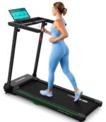 Caminadora plegable SereneLife SLFOLD10.6 motor 2.5 HP 12 programas pantalla LED soporte tableta velocidad 0.6 a 7.5 MPH