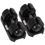 ALTLER Adjustable Dumbbell Set, 25/52LB Pair with Tray for Workout Strength Training Fitness, Adjustable Weight Dial Dum