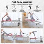 Máquina reformadora de pilates plegable rosa para gimnasio en casa, equipo de entrenamiento profesional con resortes de