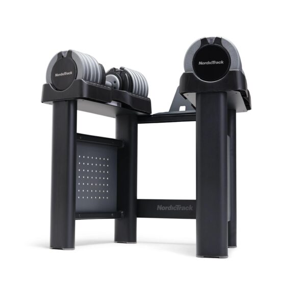 Mancuernas ajustables NordicTrack Select a Weight 55 libras par con soporte universal para pesas de gimnasio en casa