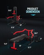 COZONY Versátil banco de prensa de pecho 3 en 1, máquina ajustable plana/inclinada/resistencia a la disminución con braz