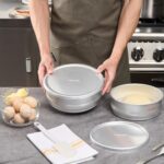 Juego de moldes para masa de aluminio Restaurantware Met Lux RWT2448S-MC 48 y 96 onzas con tapas apilables resistentes p
