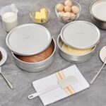 Juego de moldes para masa de aluminio Restaurantware Met Lux RWT2448S-MC 48 y 96 onzas con tapas apilables resistentes p