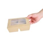 Caja de comida para llevar Restaurantware RWA1973K-MC papel kraft 28 oz 4 compartimentos con ventana desechable resisten