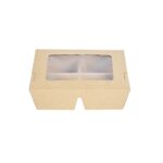 Caja de comida para llevar Restaurantware RWA1973K-MC papel kraft 28 oz 4 compartimentos con ventana desechable resisten