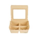 Caja de comida para llevar Restaurantware RWA1973K-MC papel kraft 28 oz 4 compartimentos con ventana desechable resisten