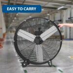 Ventilador Industrial Tambor Takywep 30 Pulgadas – 6,000 CFM, 3 Velocidades, Motor 330W, Ruedas de Hule