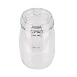 Frasco de vidrio con tapa bisagra Restaurantware RWG0454C-MC transparente 37 oz lavavajillas apto organizador cocina dul