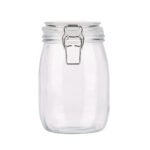 Frasco de vidrio con tapa bisagra Restaurantware RWG0454C-MC transparente 37 oz lavavajillas apto organizador cocina dul