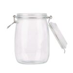Frasco de vidrio con tapa bisagra Restaurantware RWG0454C-MC transparente 37 oz lavavajillas apto organizador cocina dul
