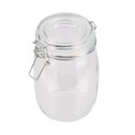 Frasco de vidrio con tapa bisagra Restaurantware RWG0454C-MC transparente 37 oz lavavajillas apto organizador cocina dul