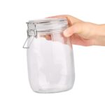 Frasco de vidrio con tapa bisagra Restaurantware RWG0454C-MC transparente 37 oz lavavajillas apto organizador cocina dul