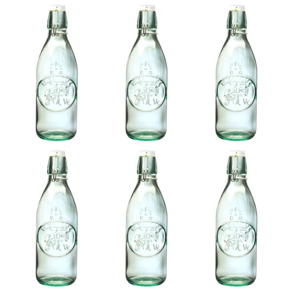 Botellas de vidrio con tapa hermética oscilante 10 Strawberry Street 7AJ720 transparentes con relieve 34 onzas juego de