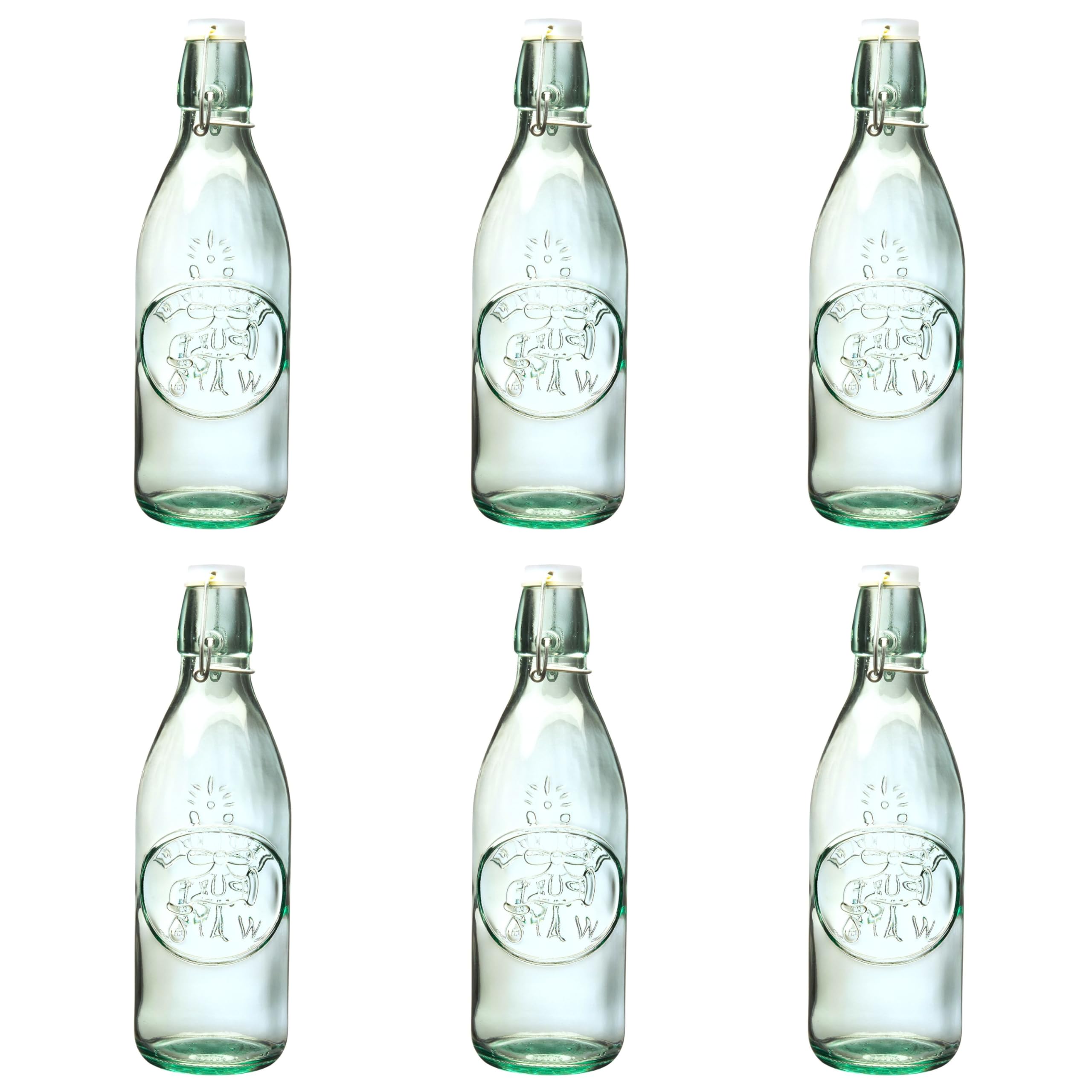 Version 1.0.0 Botellas de vidrio con tapa hermética oscilante 10 Strawberry Street 7AJ720 transparentes con relieve 34 onzas juego de