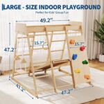 8 en 1 parque de juegos para interiores, gimnasio de la jungla para niños, juguetes de escalada de madera con tobogán, c