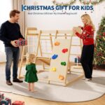 8 en 1 parque de juegos para interiores, gimnasio de la jungla para niños, juguetes de escalada de madera con tobogán, c