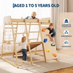8 en 1 parque de juegos para interiores, gimnasio de la jungla para niños, juguetes de escalada de madera con tobogán, c