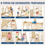 8 en 1 parque de juegos para interiores, gimnasio de la jungla para niños, juguetes de escalada de madera con tobogán, c