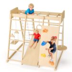 8 en 1 parque de juegos para interiores, gimnasio de la jungla para niños, juguetes de escalada de madera con tobogán, c