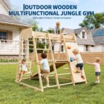 8 en 1 parque de juegos para interiores, gimnasio de la jungla para niños, juguetes de escalada de madera con tobogán, c