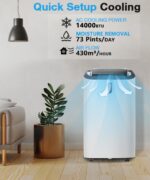 Aire Acondicionado Portátil Electactic OL-BA012C-10CD-C 14000 BTU enfría hasta 65 metros cuadrados modo ventilador y ref