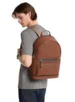 Michael Kors Men's Jet Set Backpack, Silver-Tone Hardware/Matte Pebble Leather/Luggage