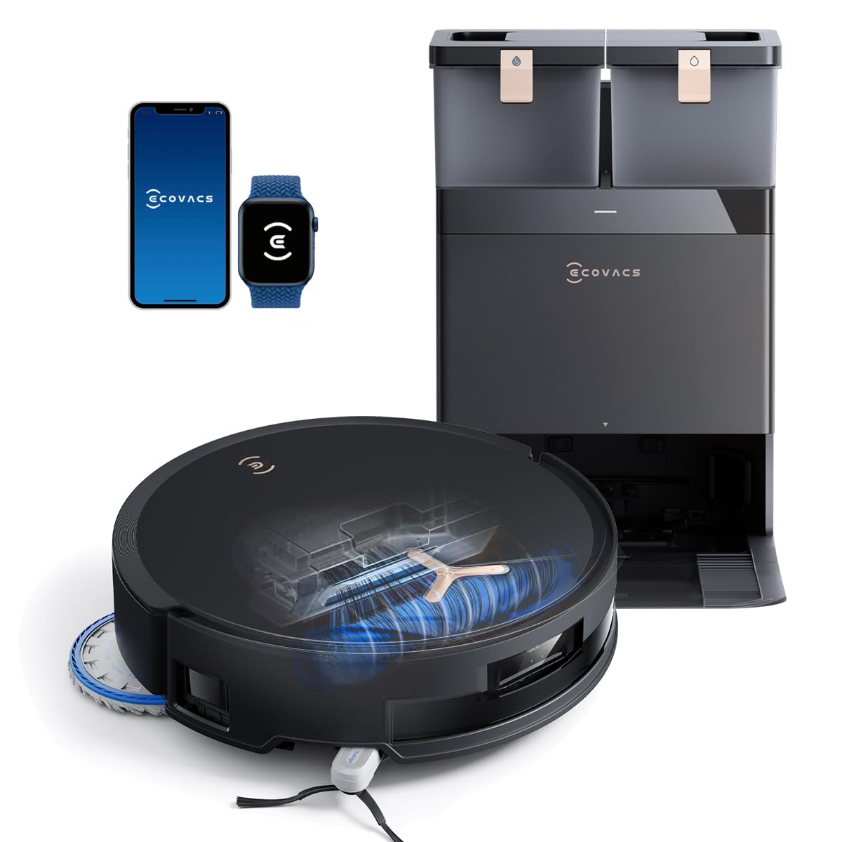 Version 1.0.0 Robot Aspirador y Trapeador ECOVACS DEEBOT T50 MAX 18500 Pa succión estación Omni 12 en 1 elevación automática trapeador