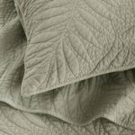 Edredón Harbor House HHD14-1965 100% algodón stone washed con bordado hoja percale King verde salvia certificado Oeko-TE