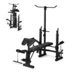 Weight Bench Set for Home Gym, 7-in-1 Multifunctional Foldable Bench Press with Squat Rack, Leg Extension & Curl, LAT Pu