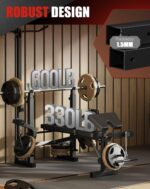 Weight Bench Set for Home Gym, 7-in-1 Multifunctional Foldable Bench Press with Squat Rack, Leg Extension & Curl, LAT Pu