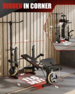 Weight Bench Set for Home Gym, 7-in-1 Multifunctional Foldable Bench Press with Squat Rack, Leg Extension & Curl, LAT Pu