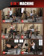 Weight Bench Set for Home Gym, 7-in-1 Multifunctional Foldable Bench Press with Squat Rack, Leg Extension & Curl, LAT Pu