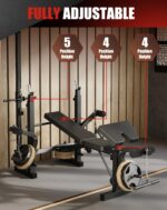 Weight Bench Set for Home Gym, 7-in-1 Multifunctional Foldable Bench Press with Squat Rack, Leg Extension & Curl, LAT Pu