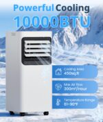 Aire acondicionado portátil Electactic OL-A016TE06N3 10000 BTU 4 en 1 enfriamiento deshumidificador ventilador modo sile