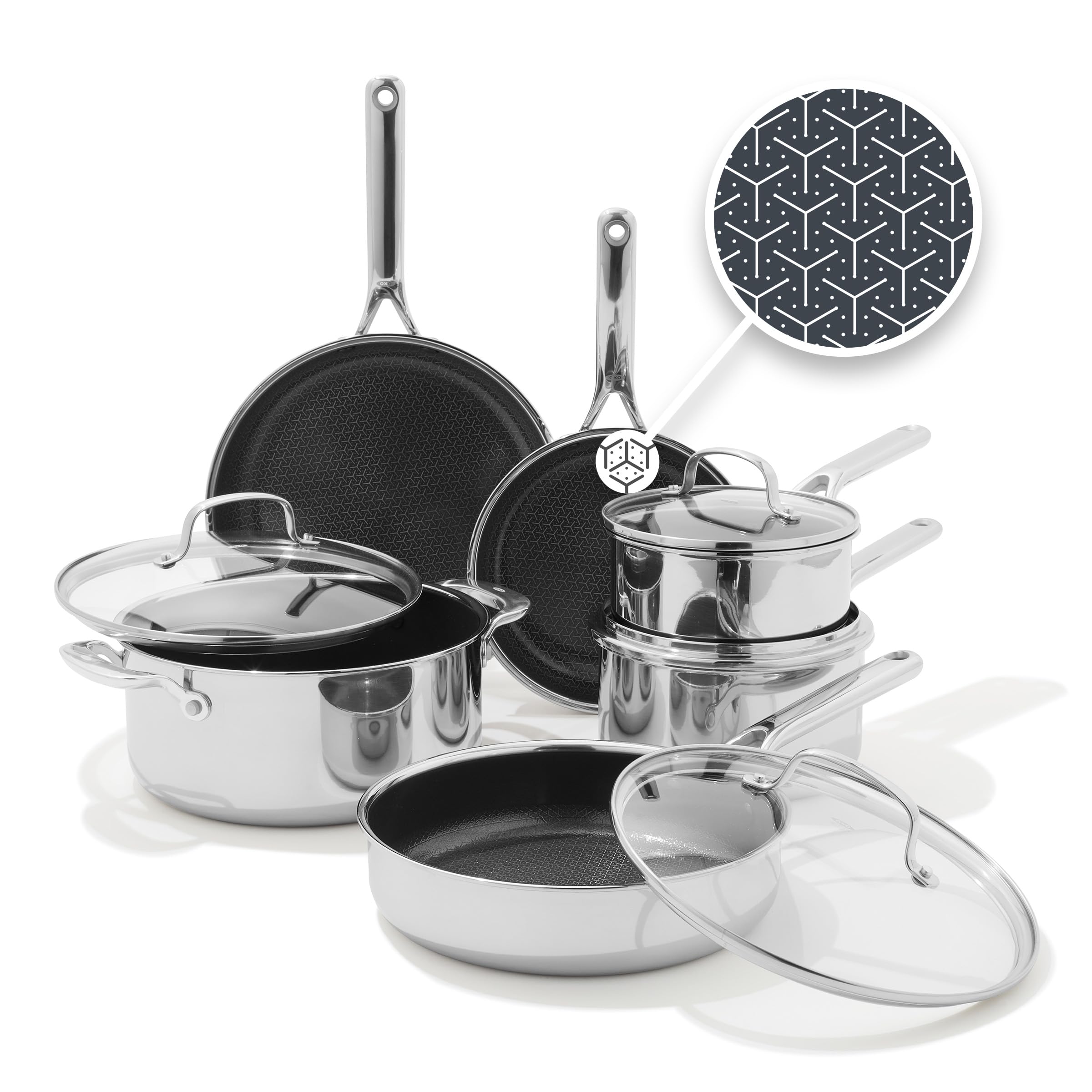 Version 1.0.0 Batería de cocina juego de ollas y sartenes OXO CC011152-001 10 piezas cerámica antiadherente libre de PFAS inducción