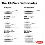 Batería de cocina juego de ollas y sartenes OXO CC011152-001 10 piezas cerámica antiadherente libre de PFAS inducción