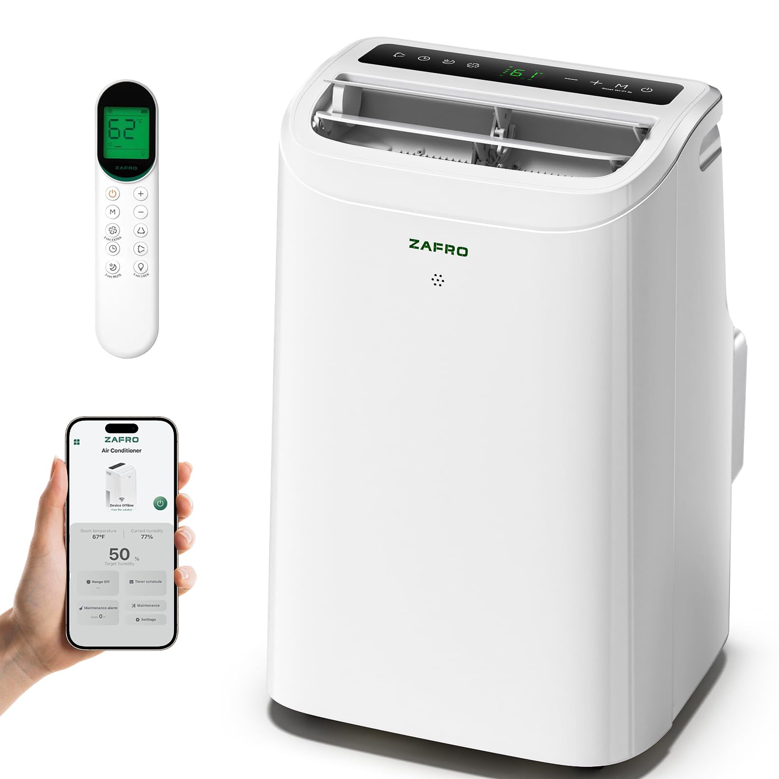 Version 1.0.0 Aire acondicionado portátil ZAFRO YAC-06CPD/PL7 10000 BTU 3 en 1 refrigeración sin drenaje ventilador deshumidificador c