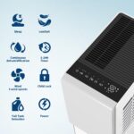 Deshumidificador EliteEdge 150 Pintas/Día para 5,500 Pies² Tanque 5.5L Drenaje Continuo Portátil